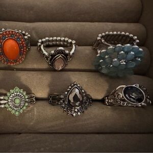 Elegant Silver and Gemstone Ring Set